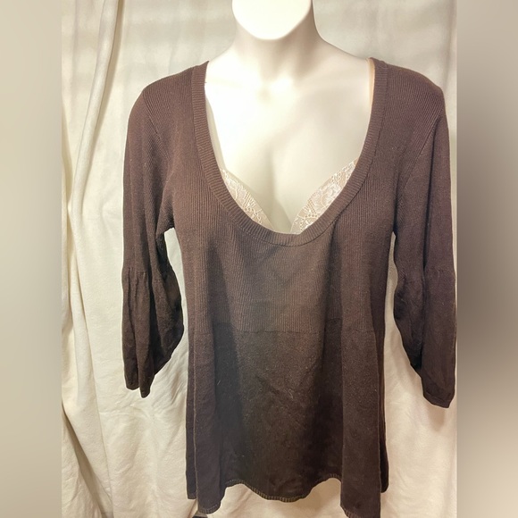 Chocolate brown,  rib knit,  babydoll, bell sleeve sweater size 3 x - Picture 1 of 2
